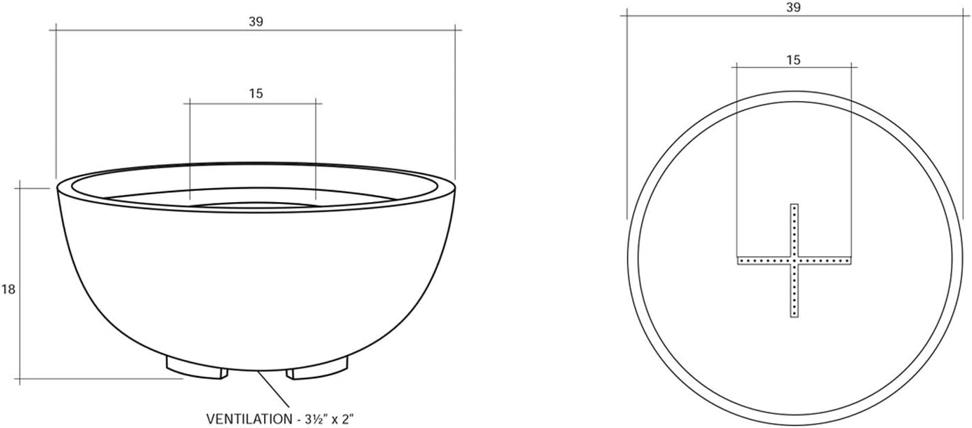 Prism Hardscapes Moderno 1 Concrete Gas Fire Pit (PH-400-5NG), Natural Gas, Ultra White, 39-Inch