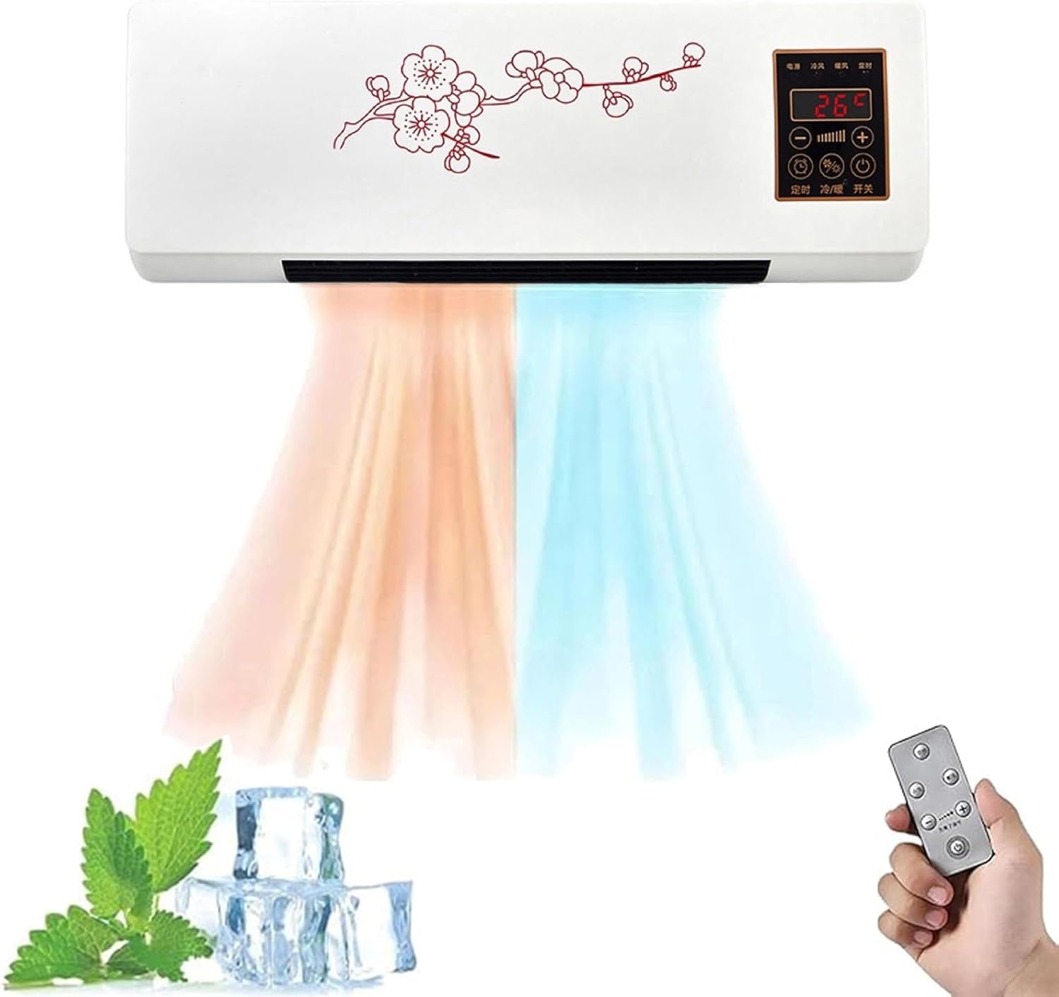 Glenmi Wall Mounted Air Conditioner, Small Heating Air Conditioner Fast Natural wind/Heating for Room, Household Wall Hanging Air Conditioning Heater Bathroom Air Conditioning Hot Fan(C)