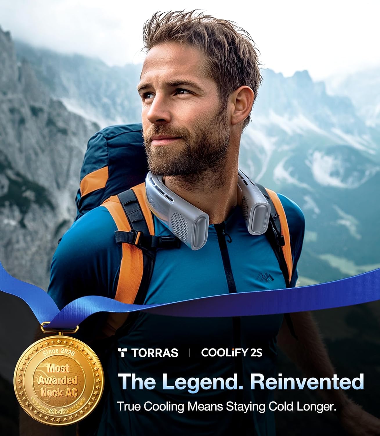 TORRAS COOLiFY 2S Neck Fan, 3 Model, 3-28H Extended Battery Life, Neck Fans that Blow Cold Air, Neck Air Conditioner, Cooling Neck Fan for Work, Hiking, Travel. Gifts for Dad Husband Father, Grey