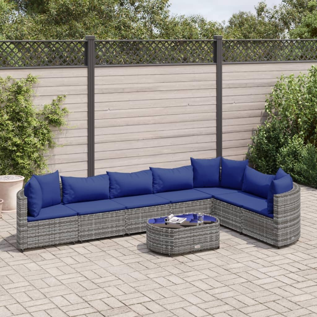 8 Piece Patio Sofa Set with Cushions Gray Poly Rattan,Versatile Outdoor Rattan Sofa Set for Comfortable Gatherings and Relaxation Furniture Sets for Patio, Lawn & Garden