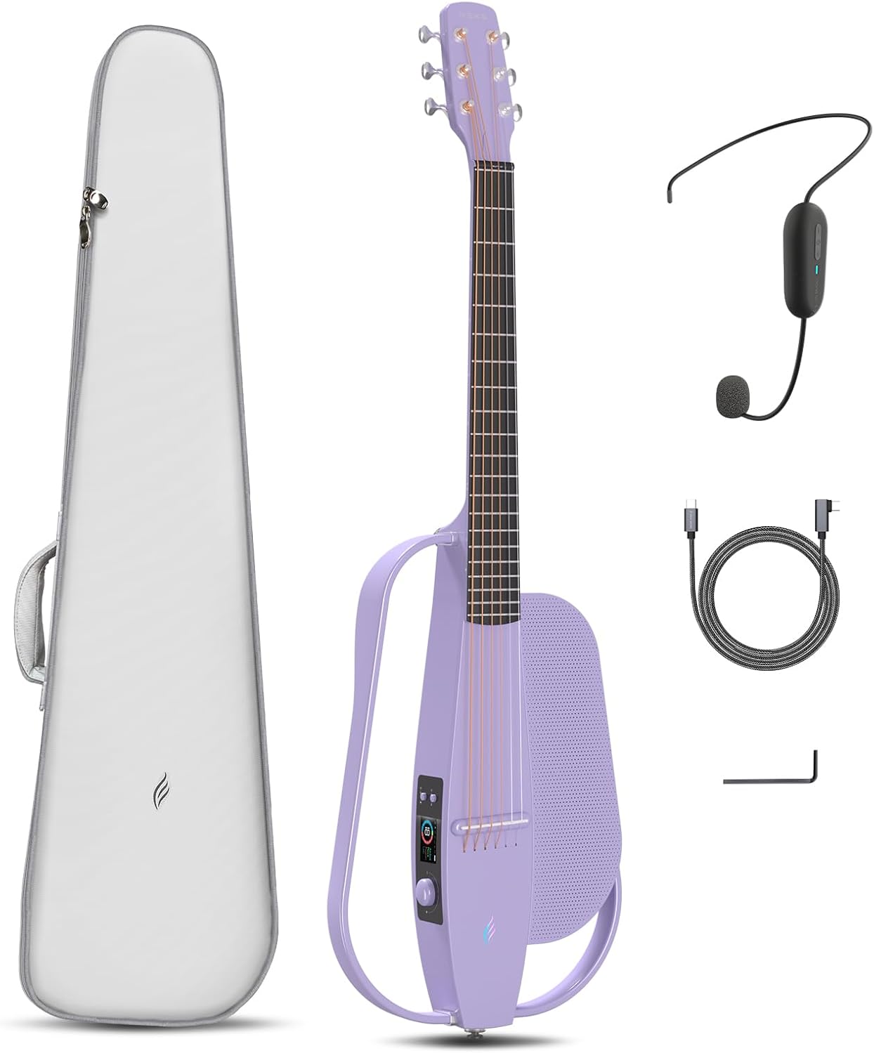 Enya Acoustic Electric Carbon Fiber Travel Guitar, NEXG SE Smart Guitarra for Adults with 30W Wireless Speaker, Thickened Gig Bag, Wireless Headset Mic, Charging Cable, and Adjusting Wrench 38 Inch
