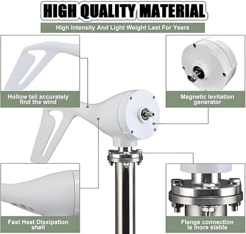 8-Blade Wind Turbine Generator, 20000W Portable Vertical Axis Windmill, Low Noise Renewable Energy Kit for 12V Hybrid Solar & Wind Systems