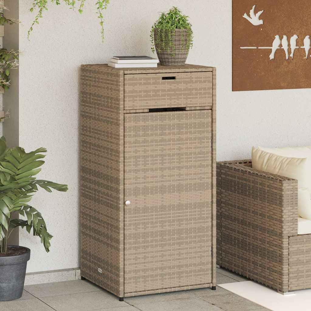 Large Outdoor Storage Cabinet, Beige PE Rattan, Weatherproof, 21.7