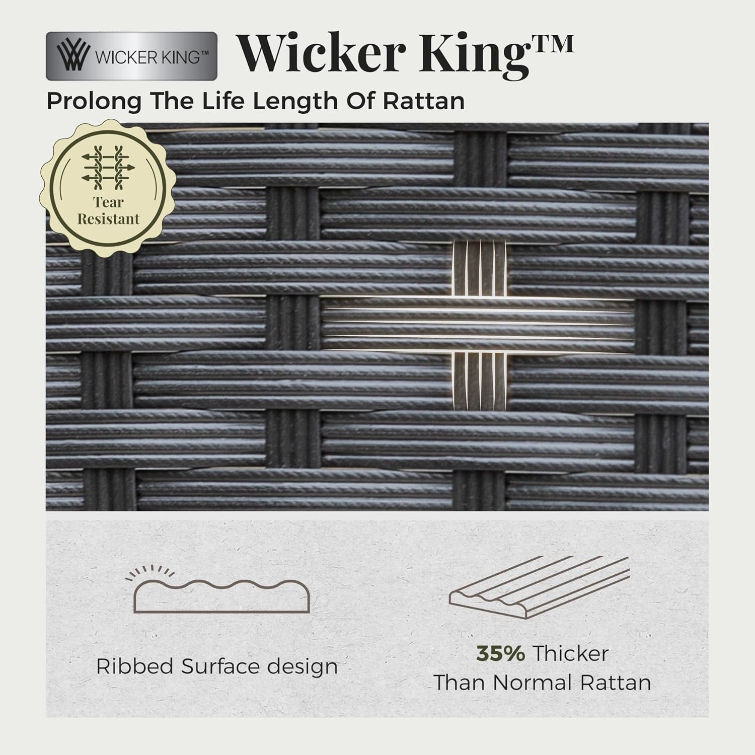 4-Piece HDPE Outdoor Patio Conversation Set, Wicker Patio Conversation Furniture Set with Fire Pit, Patio Sectional Furniture Sets with Thick Cushions for Backyard, Deck, Garden - Black