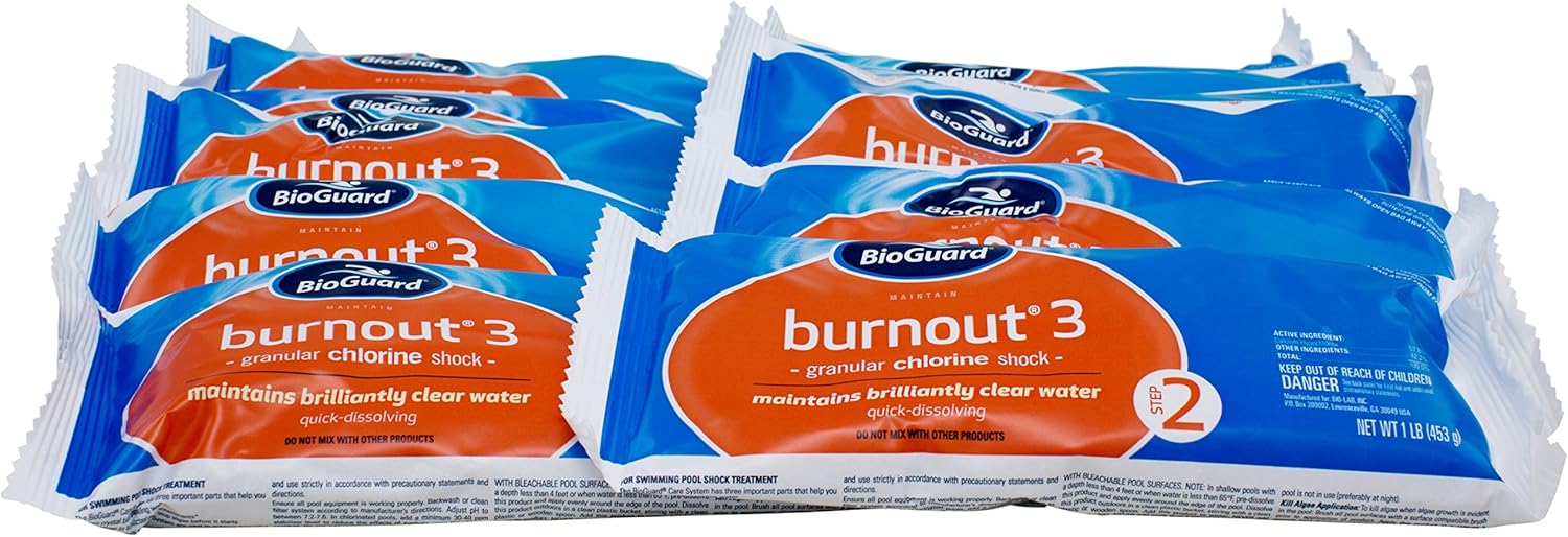 BioGuard Burnout 3, 1 lb, Pack of 12, Quick Dissolving, Maintains Brilliantly Clear Water, Effective for Proper Pool Maintenance