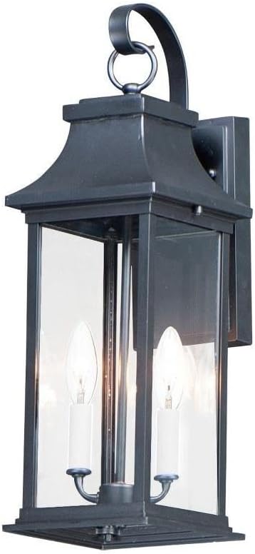 Maxim Vicksburg 2 Light Medium Outdoor Candle Style Wall Lantern with Black Finish