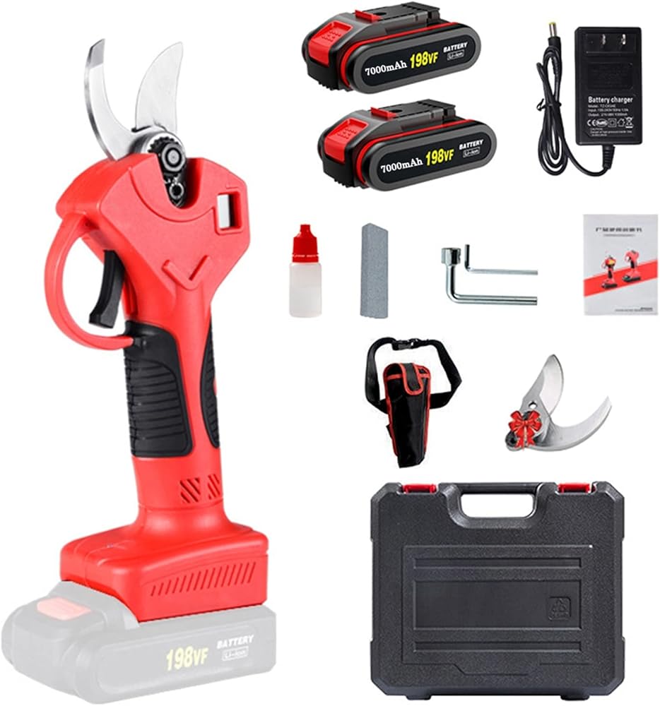 Electric Pruning Shears, Professional Cordless Pruning scissors Secateurs with 2PCS Backup Rechargeable Lithium Battery Powered Tree Branch Cutter, 30mm 1.2