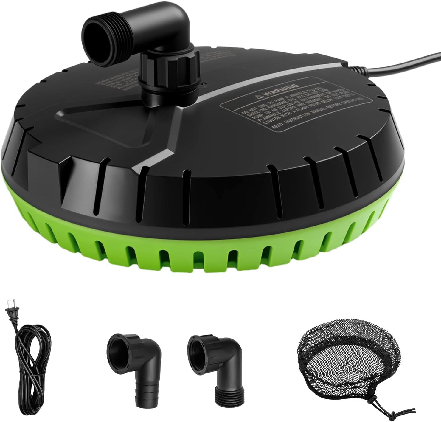 Automatic Pool Cover Pump, 1500 GPH Submersible Water Sump Pump for Pool Draining with 25 Ft Power Cord and 2 Adapters, Water Removal for Swimming Pool, Hot Tub, Pond, Green