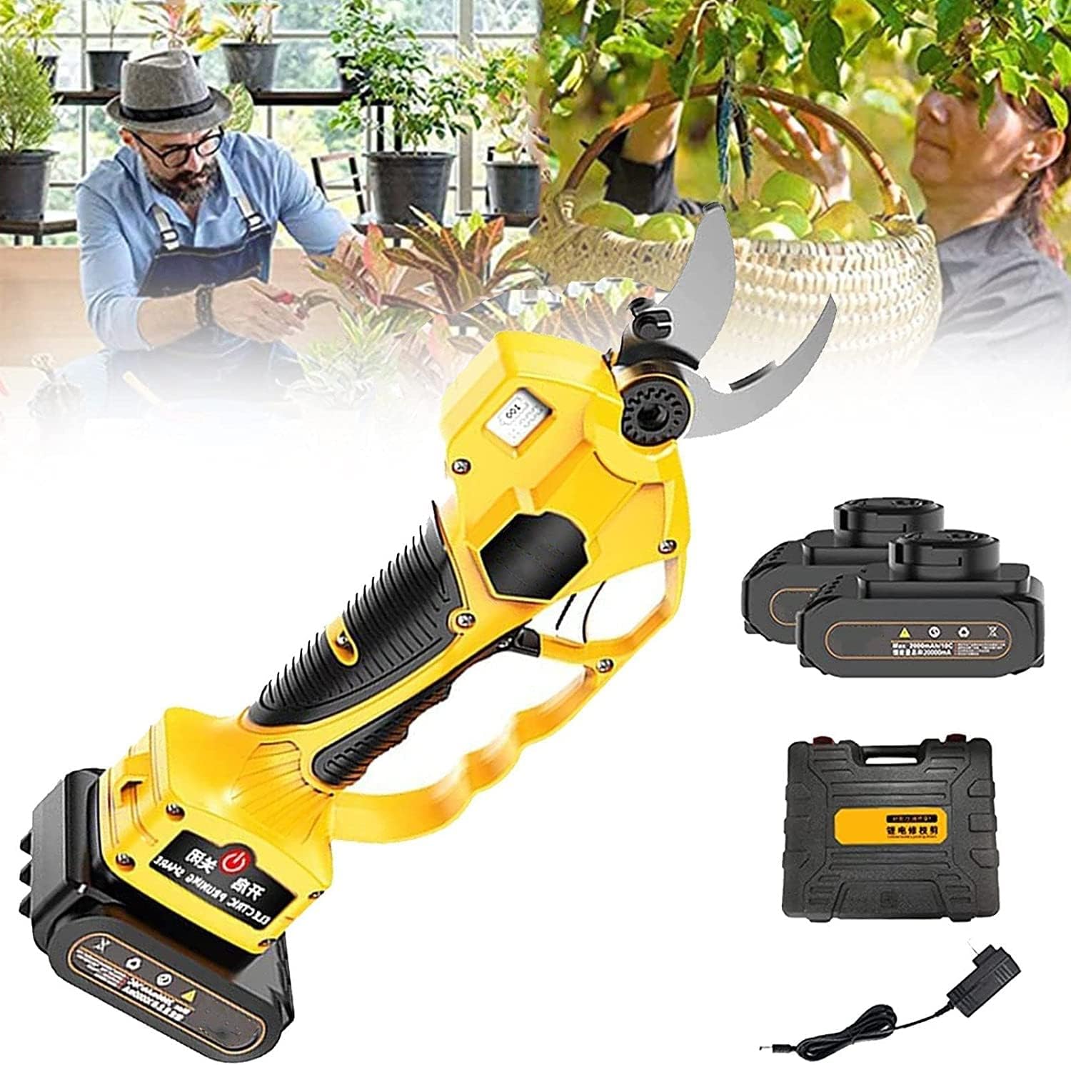 Electric Pruning Shears, Cordless Pruner Branch Scissors, 40Mm Max Cutting Diameter Garden Trimmer Tool for Garden and High Branch Pruning