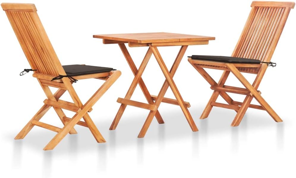 3 Piece Bistro Set with Taupe Cushions Solid Teak Wood,Teak Bistro Set for Patio, Garden, or Dining Room Durable and Stylish Patio Furniture, Outdoor Furniture Sets
