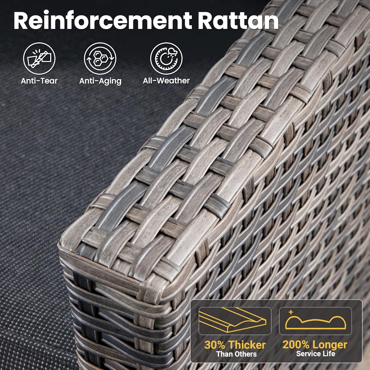 ovios 5 Pieces Patio Furniture Set, Outdoor Wicker Rattan Sofa Couch with 42