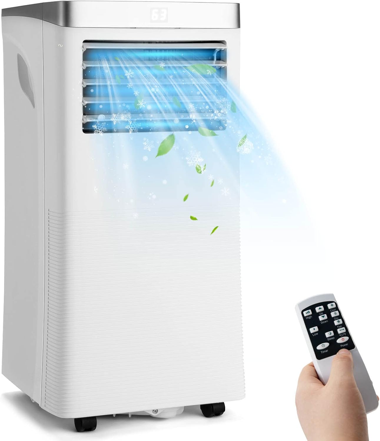 GOFLAME Portable Air Conditioner 8000BTU, 3-IN-1 Air Cooler & Dehumidifier with Remote Control, Sleep Mode, 2 Wind Speeds and 24H Timer Function, Air Cooling Fan with Window Kit for Home Office, White