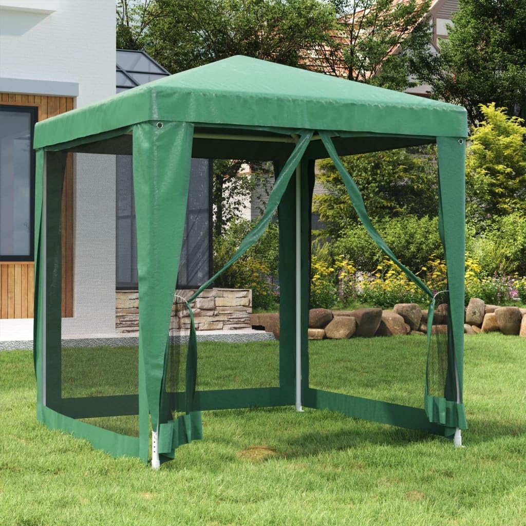 Party Tent with 4 Mesh Sidewalls Green 6.6'x6.6' HDPE,PopUp Gazebo Tent WaterResistant HDPE Canopy with Mesh Sidewalls for Outdoor Events Outdoor Structures, Outdoor Canopies, Gazebos