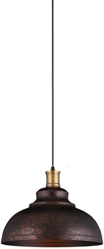 1-Light Retro Industrial Style Pendant Lighting Fixture, Single American Round Dome Metal Pendant Lamp, Rustic Farmhouse Iron Pendant Light Compatible,Pendant Lighting Ceiling