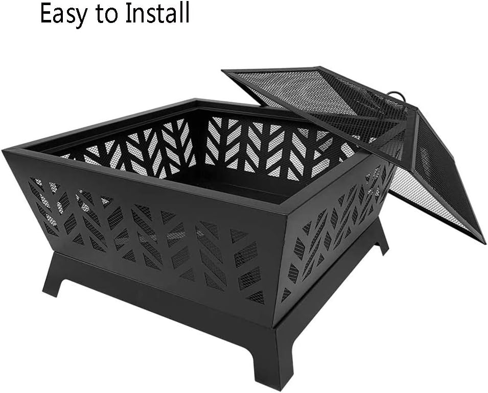 Outdoor Fire Pits,with Fireplace Poker 26 inch Fire Bowl,Portable Wood Burning Fire Pit