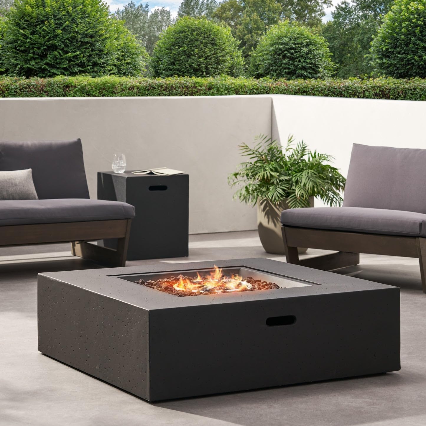 50000 BTU Outdoor Square Propane Fire Pit Table with Tank Holder, 40
