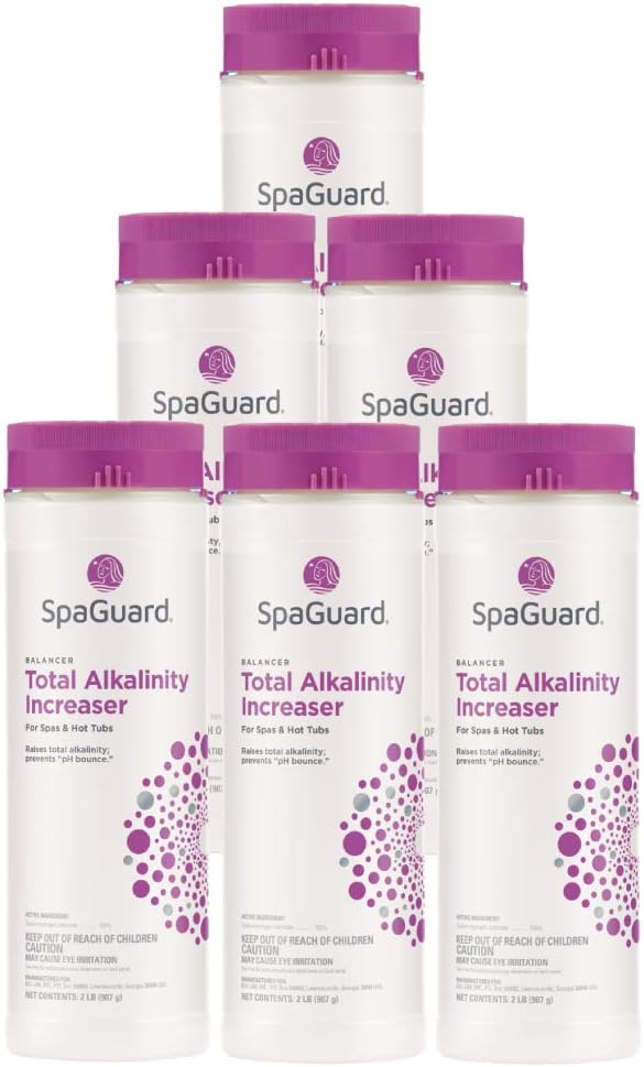 SpaGuard Total Alkalinity Increaser, 2 lb, Pack of 6, Prevents pH Bounce, Proven Pool Water Balancer, Suitable for Spas and Hot Tubs