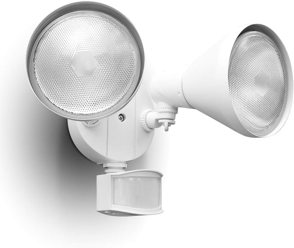 LUTEC 1800LM LED Motion Sensor Light Outdoor, Dual-Head Security Light, 3000K, Waterproof Exterior Flood Light for Patio, Garden, Yard, White (2 Bulbs Included)