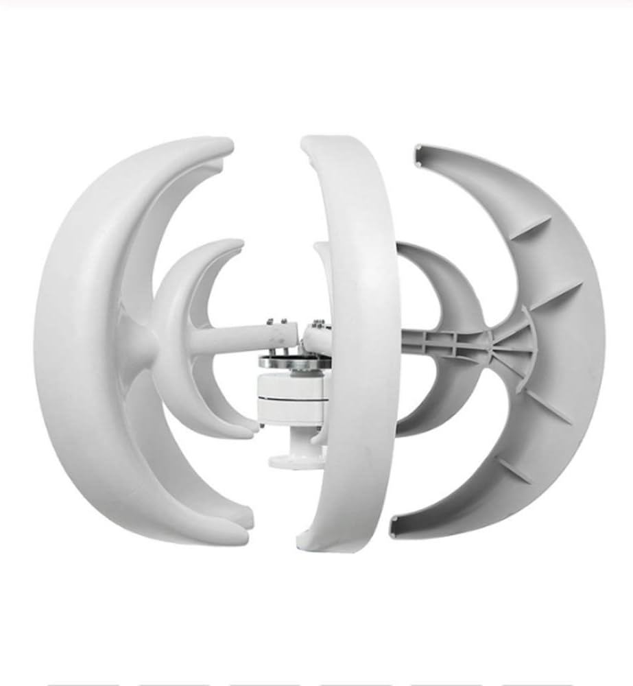 SISHUINIANHUA Max 800W AC 12V 24V Wind Turbine Generator Lantern 5 Blades Motor Kit Vertical Axis for Home Hybrid Streetlight Use,White,24v