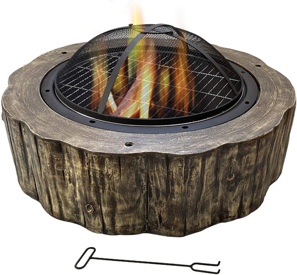 Fire Pits Bowls,for Garden Wood Burning BBQ with Grill and Lid Cast Iron Outdoor Firepit for Log Burning for Outside Patio Camping Waterproof 80cm