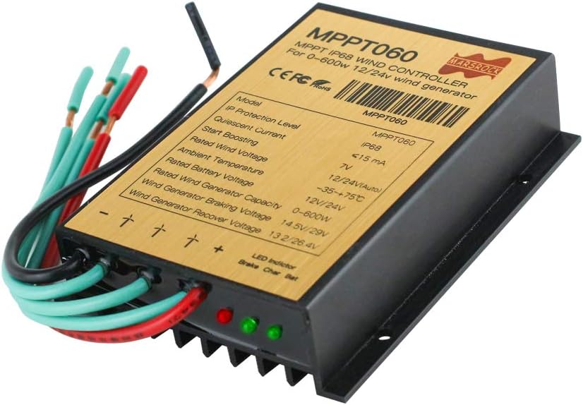 400W 12V AC 5 blades Small Wind Turbine Generator With Charging Indicator Windmill MPPT Controller For wind and solar hybrid light monitor systems 2m/s Low Start Wind Speed(5S-400H-12W)