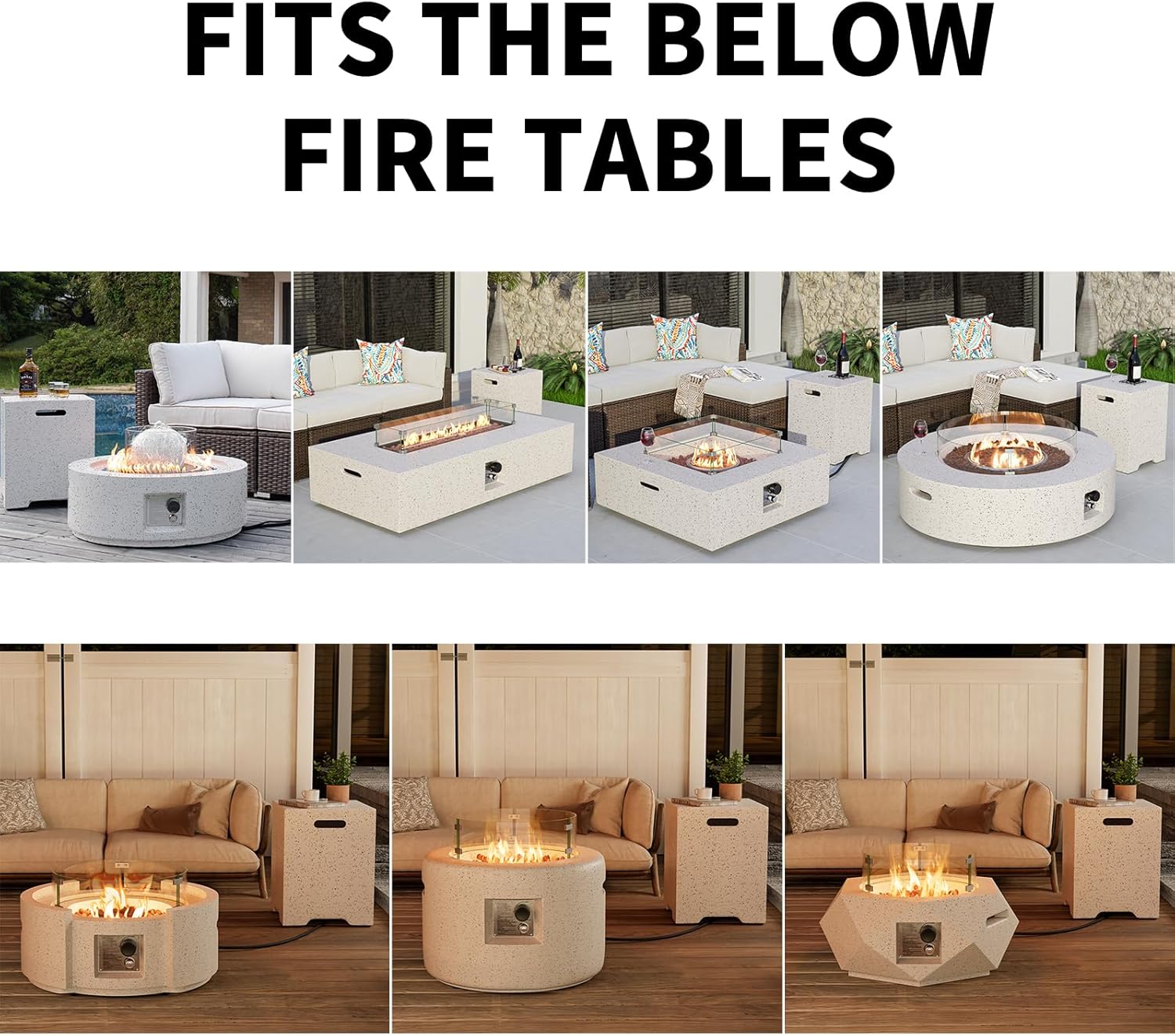 COSIEST Outdoor Terrazzo Hideaway Tank Table for Gas Fire Pits, Hides Standard 20lb 16-inch Propane Tank Cover w Side Handles