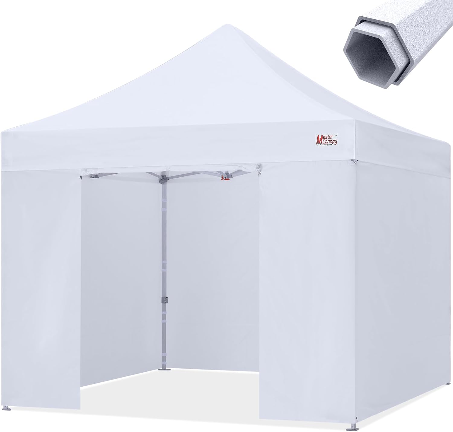 MASTERCANOPY 10x10 Premium Heavy Duty Pop Up Commercial Instant Canopy with Sidewalls(10x10 White)