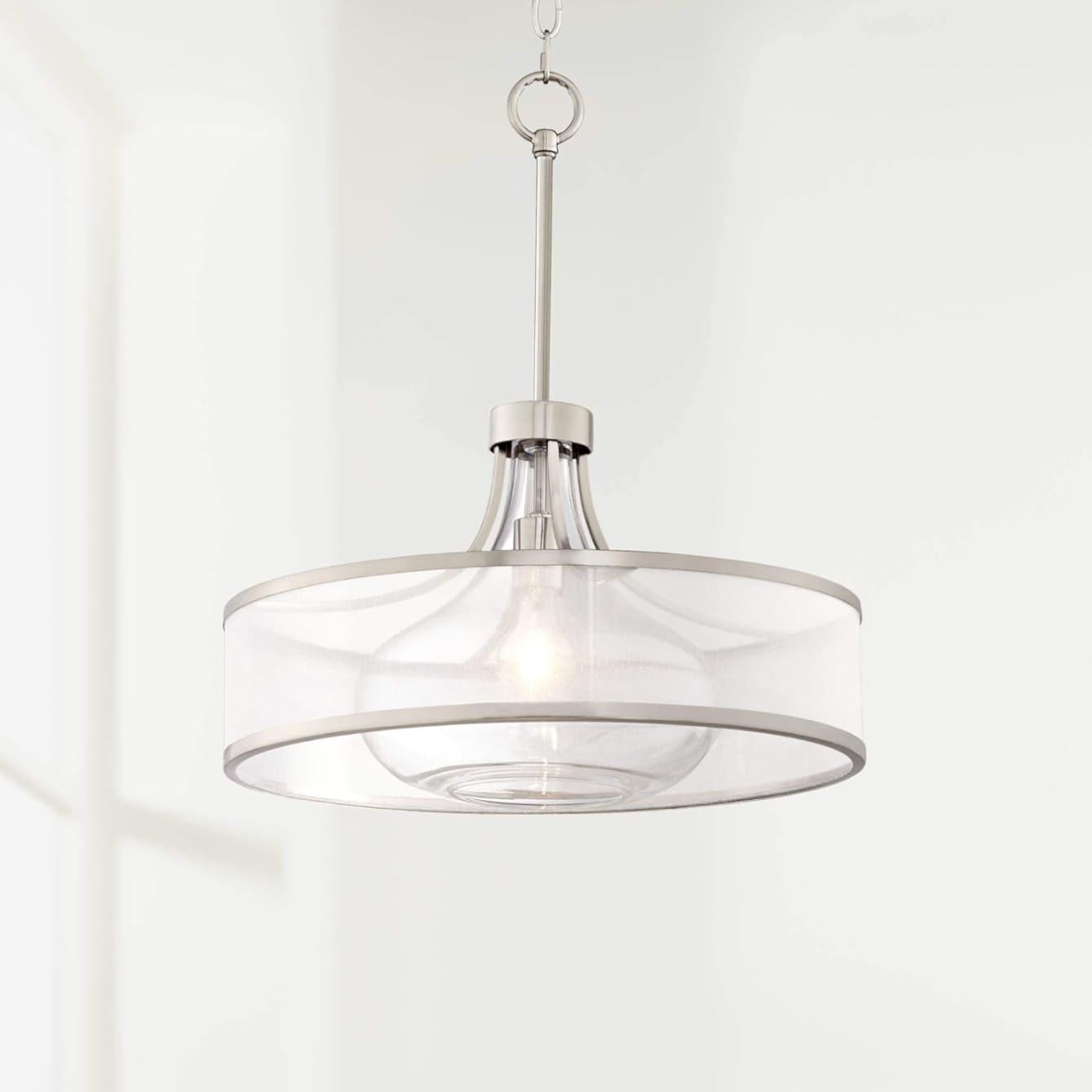Possini Euro Design Layne Brushed Nickel Small Pendant Light 19 1/4