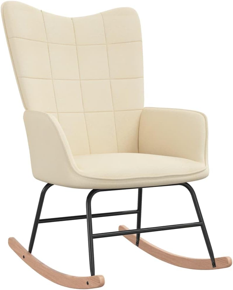 Rocking Chair Cream Fabric,Minimal Assembly Required for Your Convenience. Patio Furniture & Accessories, Chairs for Patio