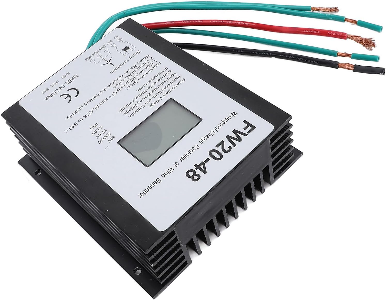 Wind Turbine Charge Controller 2000W 48V MPPT IP67 Water Wind Generator Controller with LED Display for Home Use Aluminum Alloy Shell Efficient Heat Dissipation