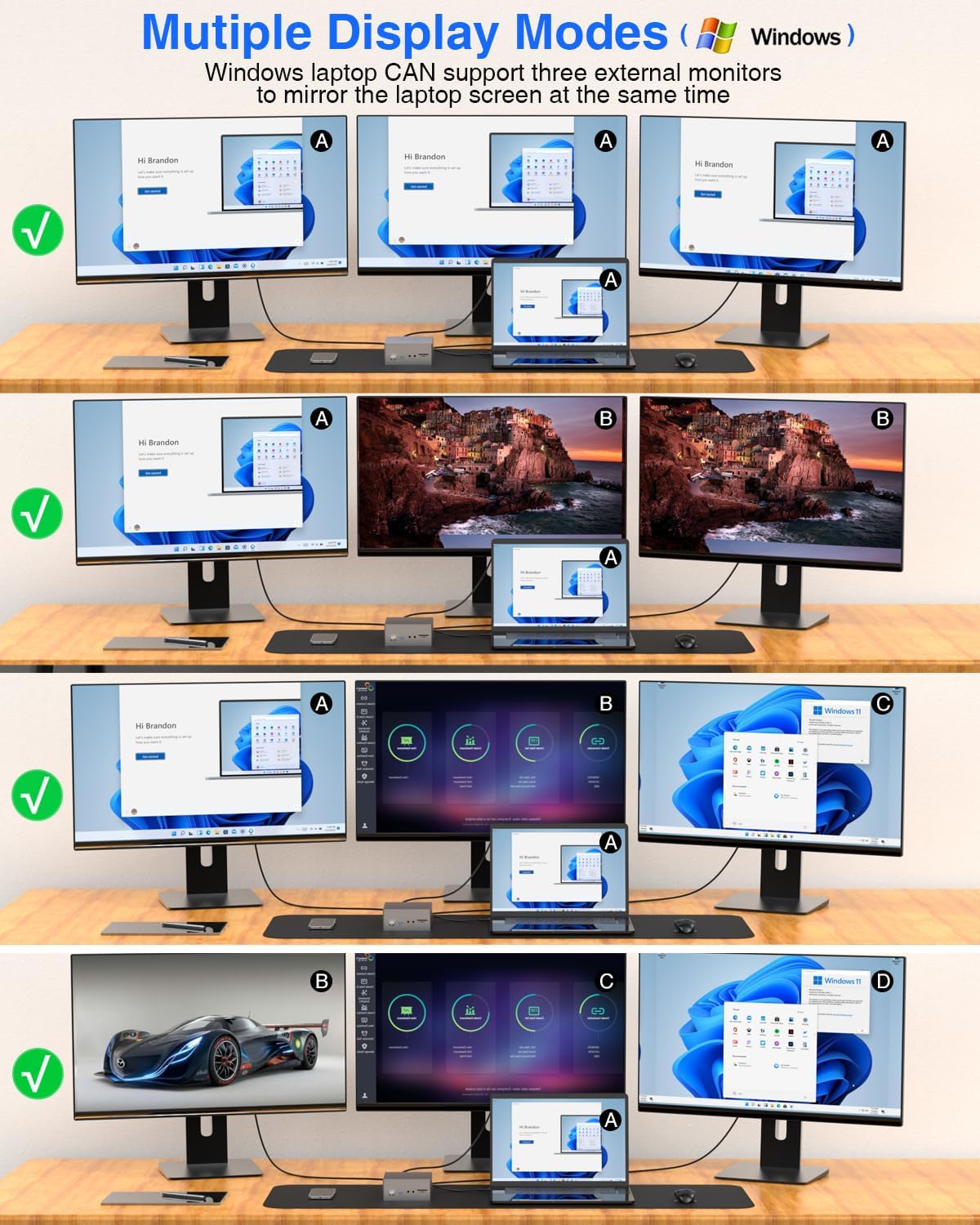 Tiergrade Upgraded Universal USB-C 4K Triple Display Docking Station with Charging Support for MacBook Pro & Windows Type C Systems (2 4K DP, HDMI, 6 USB Ports, 60W USB PD),Extended Display for macOS