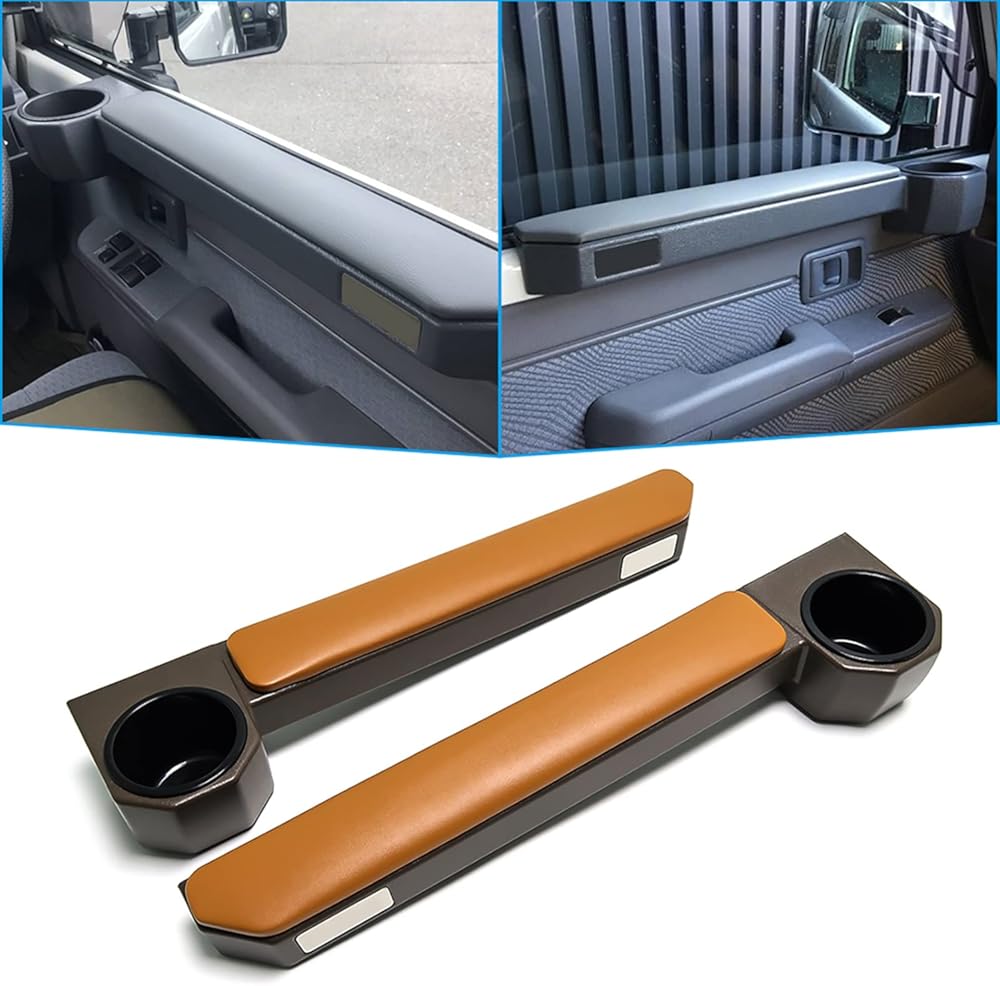Door Armrest Cup Holder for Toyota Land Cruiser 70 Series Accessories LC76 LC79 LC70 LC71 Central Console Drink Storage Car Seat Organizer (Brown)