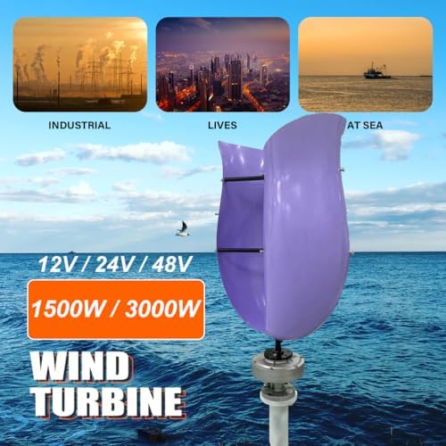 1500W/3000W Vertical Axis Wind Turbine Generator Kit - 12V/24V/48V Maglev Generator with Controller & Unloader, Low Noise, High Efficiency for Gardens & Rooftops
