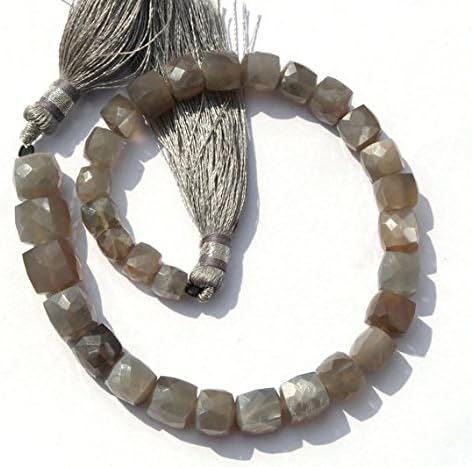 13 inch natural beads strand of 5-8mm faceted cube gray chalcedony gemstone beads for DIY jewelry - necklace, bracelet, earring, ring.