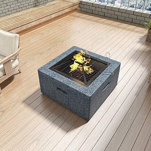 BBQ Grill Outdoor Fire Pits Outdoor Wood Burning Fire Pit Outdoor Wood Burning Tablerd, Terrace Patio Camping Fire Pit Outdoor Courtyard Villa Heating Stove with Cover BBQ Cooking for Outside C