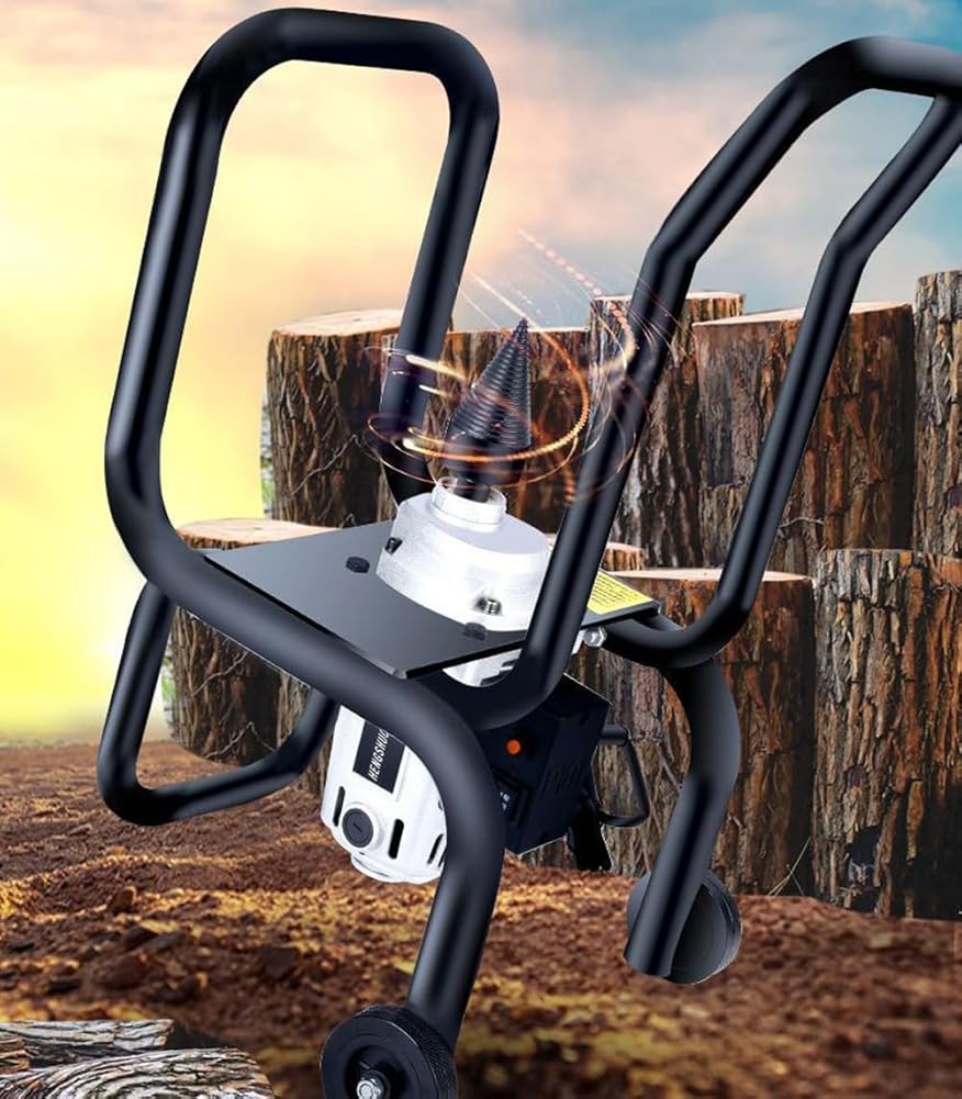 Electric Powered Firewood Splitter, Heavy Duty Automatic Drills Screw Log Splitter, 420rpm Freestanding Firewood Splitting Machine with Stand, Wood Splitter Tool for Fire Wood Splitting