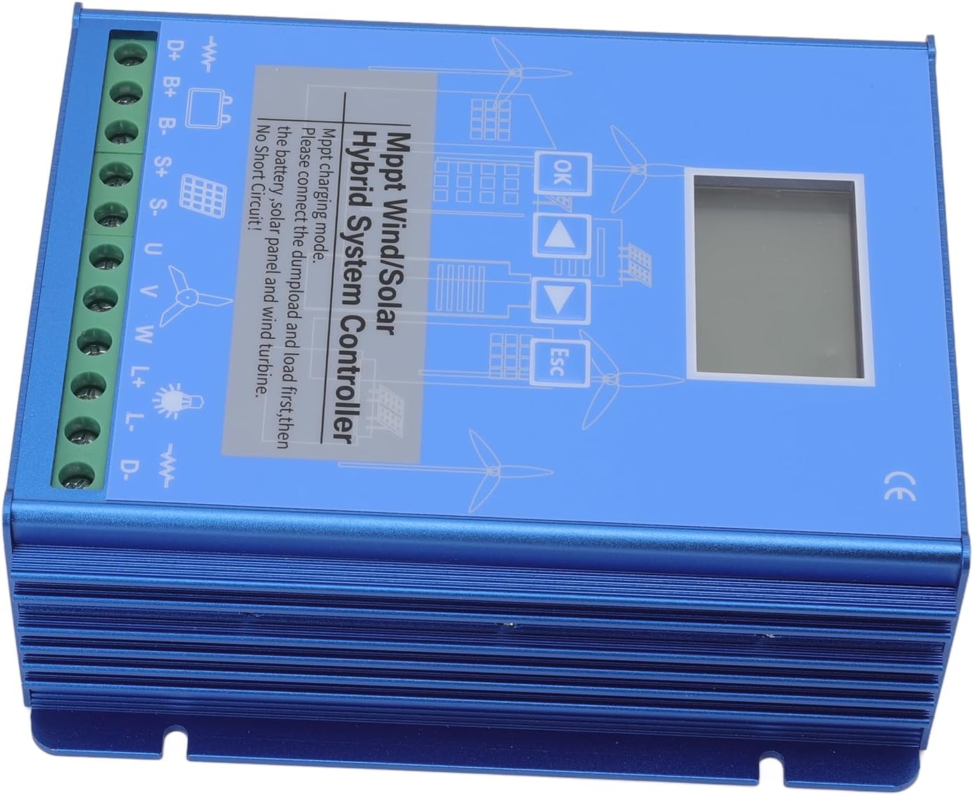 Wind Solar Hybrid Controller, 12V 24V MPPT Boost Charging LCD Display, Multifunctional Wind Energy Controller for Off Grid System (GPI-1010K)