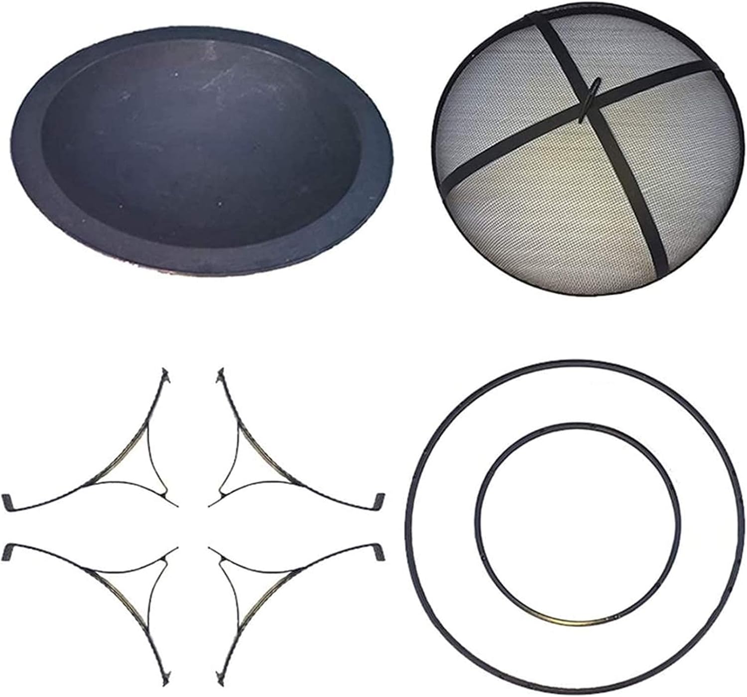 Fire Pit Patio Heater Stove Brazier Metal Outdoor Garden Firepit + Mesh Cover and Poker Outdoor Fire Pit Metal Fire Bowl BBQ Grill