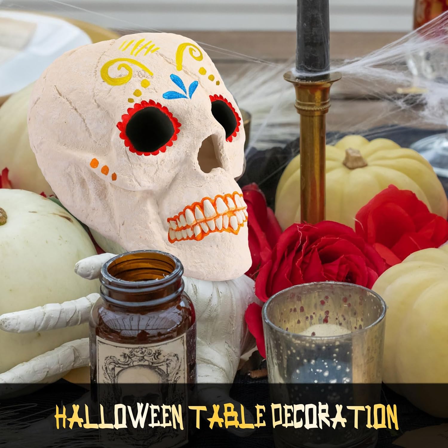 Zhehao 6 Pack Ceramic Fire Pit Skulls, 9 Inch Imitated Human Fireproof Skulls Bonfire Accessories Fake Logs Reusable Skull Firepit Stones for Outside Halloween Decor for Propane Wood Fires (Gray)