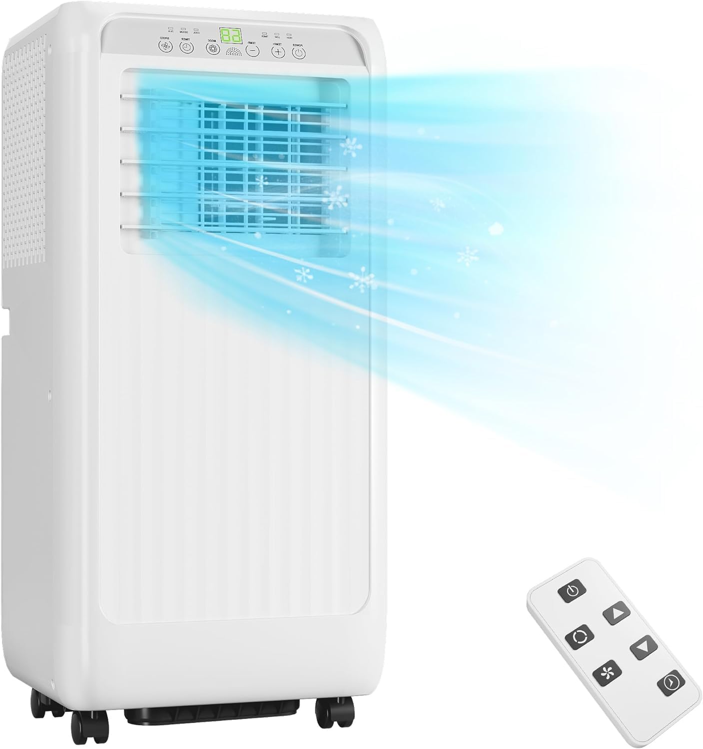 8,000 BTU Portable Air Conditioner, Saving Cooling, Easy Installation with Wheels, Room Air Conditioner with Remote Control, Ideal for Home & Office