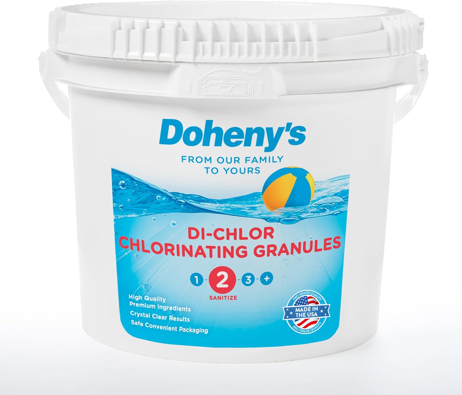 Doheny's Di-Chlor Granular Chlorine | Pro-Grade 3-in-1 Pool Sanitizer, Shock & Algaecide | Fast-Dissolving, Calcium-Free, No Residue | 99.5% Sodium Dichlor with 56% Stabilized Chlorine | 25lb Bucket