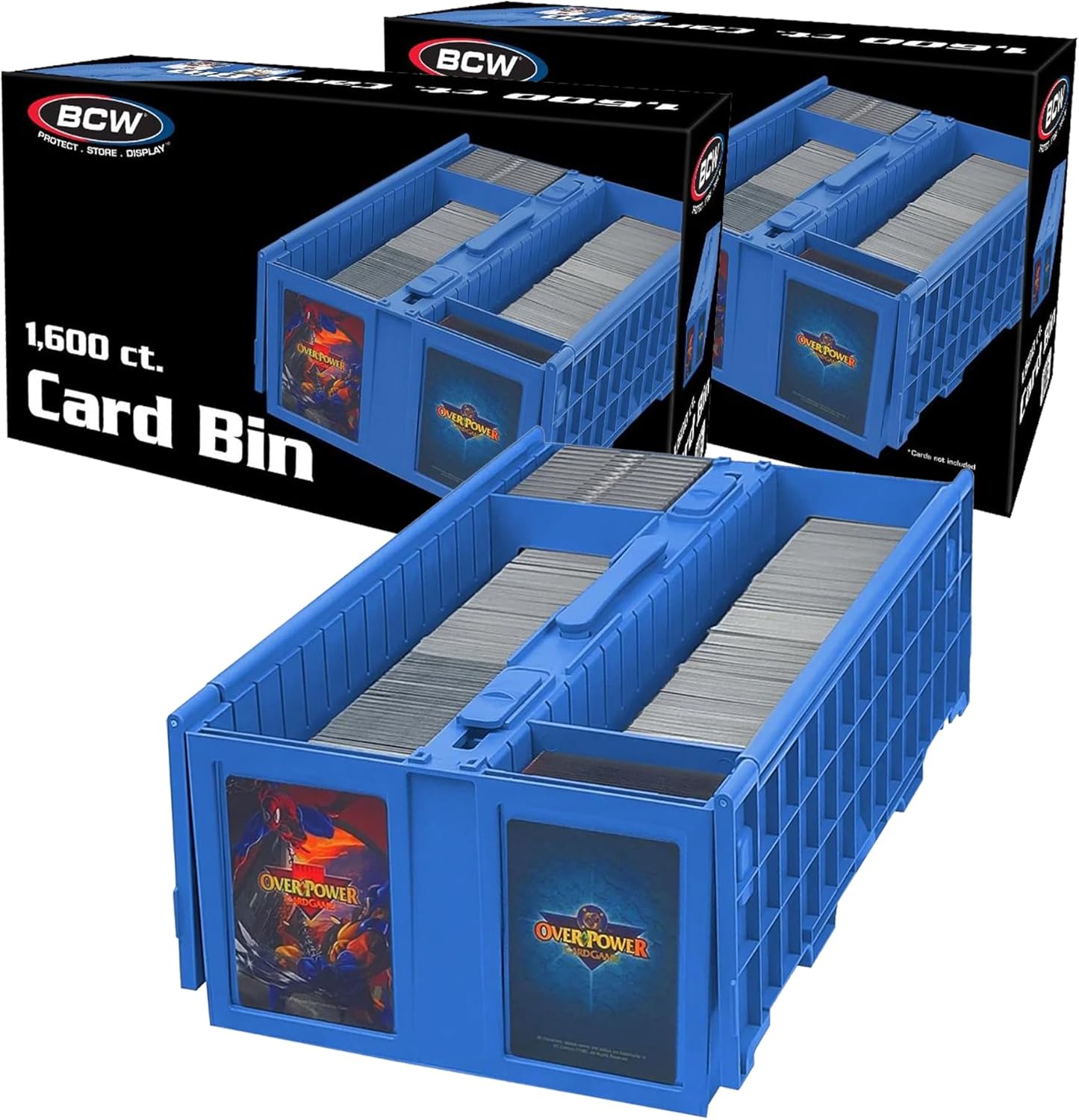 BCW Collectible Card Bin – (2-Pack, Blue) | Holds up to 1600 Cards | Plastic Storage Box for Pokémon, MTG & Sports Cards