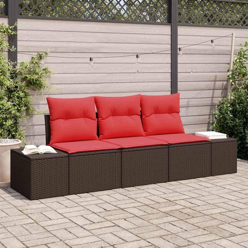 3-Piece Brown Poly Rattan Outdoor Sofa Set with Cushions, Height-Adjustable Dining Table, Weather-Resistant Patio Furniture for Garden, Terrace