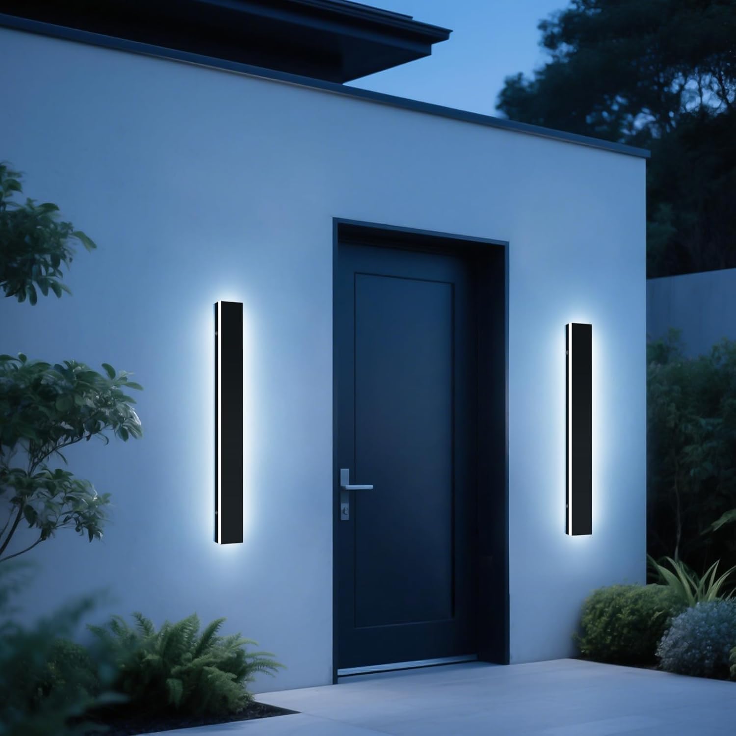 Upgrade Widened 2 Pack LED Outdoor Wall Sconce, 39.3inch Modern Wall Mount Light, 3 Color 3000K/4500K/6000K, 36W, IP65 Waterproof, Outside Lighting Fixture for Courtyard, House, Patio