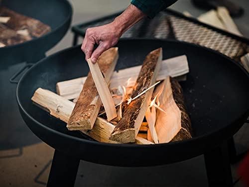 Barebones Fire Pit Grill - Campground Grill for Outdoor Cooking, Heavy Duty Steel Fire Pit with High-Temperature Black Coating, Black, Round