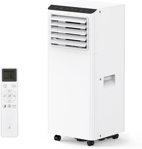 8,000 BTU Portable Air Conditioner for Rooms Up to 350 Sq.Ft, 54 DB, 3-In-1 Cooling, Dehumidifier & Fan Modes, Remote Control, Easy Installation Kit, Quiet Operation