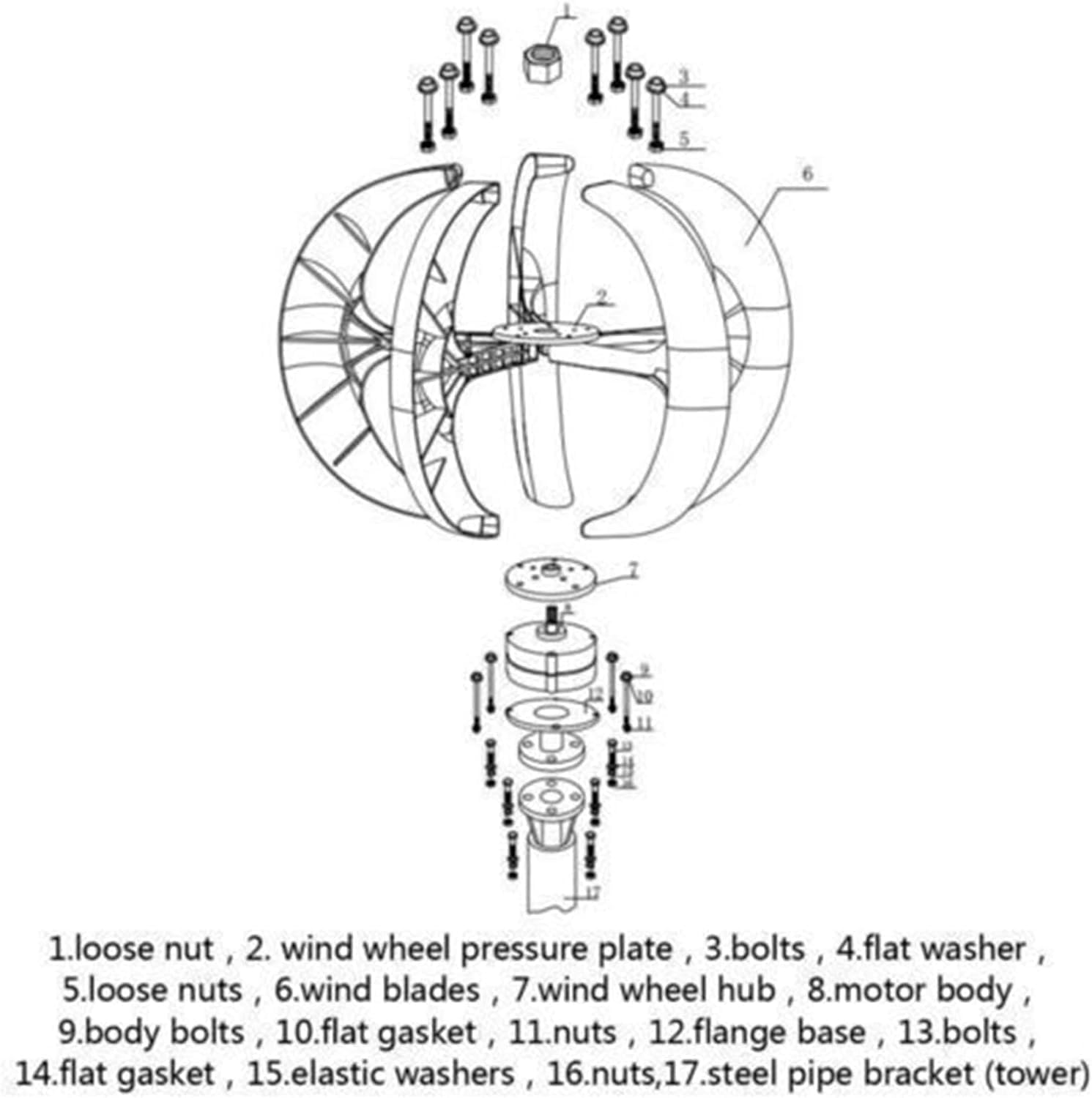 CHRISK 8000W Wind Turbine 12V/24V Vertical Axis Wind Turbine with MPPT Controller, Lantern Windmill, Free Solar Garden Light
