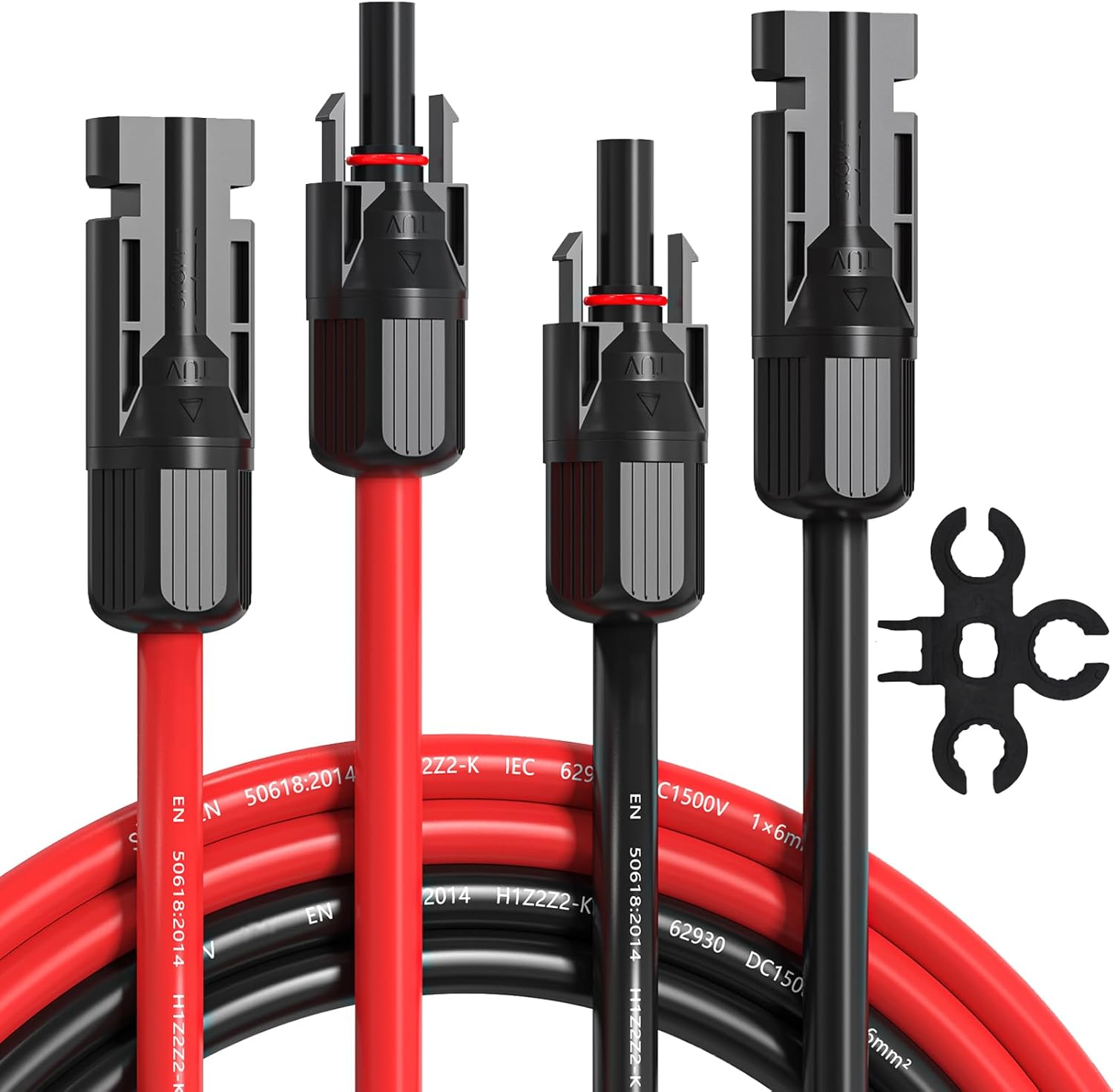 Temank 10AWG Solar Extension Cable 60 Feet, 10 Gauge Solar Cables 60Ft for Solar Systems, Car, RVs, and Boats, Tinned Copper PV Wire Ends with Solar Connector (Red & Black)