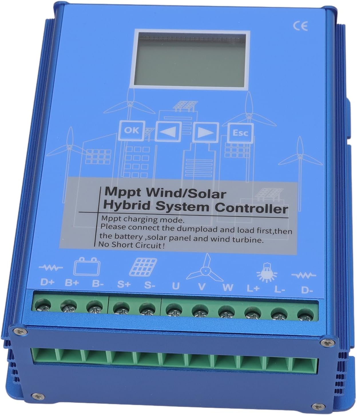 YWBL-WH Wind Solar Hybrid Controller MPPT Boost Charging with LCD Display for Small Off Grid Wind and Solar Power System, for Wind Solar Hybrid Energy Storage Power Station (GPI-8060)