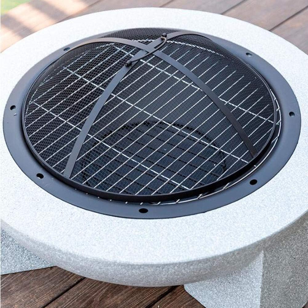 HWOEK Outdoor Garden fire Pit with mesh Cover Garden Patio Heater/BBQ/Ice Pit with Waterproof Cover with Stainless Steel Dense mesh Grill